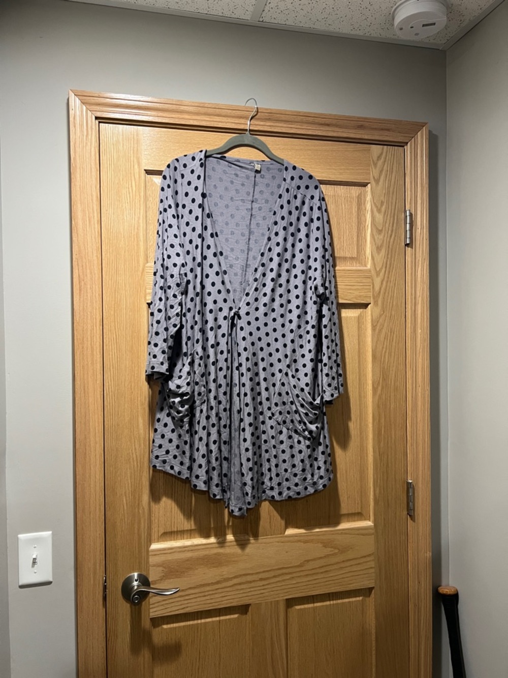 Light Gray Polka Dot Open Cardigan